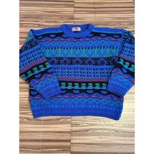 Vintage Concrete Mix Sweater Womens Blue Pullover size Large